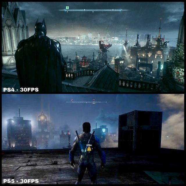 蝙蝠侠阿甘骑士，蝙蝠侠VS哥谭骑士画面对比