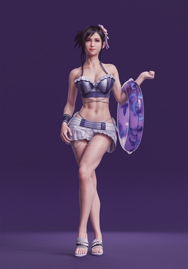 最终幻想7重生蒂法泳装，蒂法泳装模型性感火辣吸睛