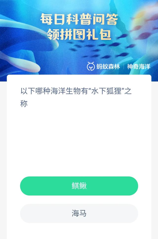 以下哪种海洋生物有水下狐狸之称