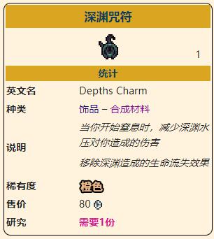 《泰拉瑞亚》灾厄深渊饰品铁靴+深渊咒符+潜游装收集及合成表